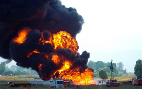 Firefighters struggle to douse a pipeline explosion (illustration purpose)