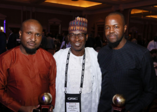 From left, Emerging Market Spotlight Award winners Moses Babatope, Managing Directork FilmOne Distribution, Thomas Adedayo, NFVCB, Nigeria and Kene Okwuosa