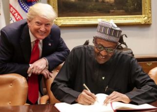 President Muhammadu Buhari and President Donald Trump at a bilateral meeting in the White House on Monday, April 30, 2018 [Twitter @MBuhari]