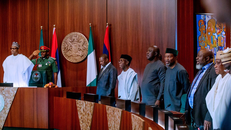 President Muhammadu Buhari chairs a weekly Federal Executive Council (FEC) meeting [Twitter @BashirAhmaad]